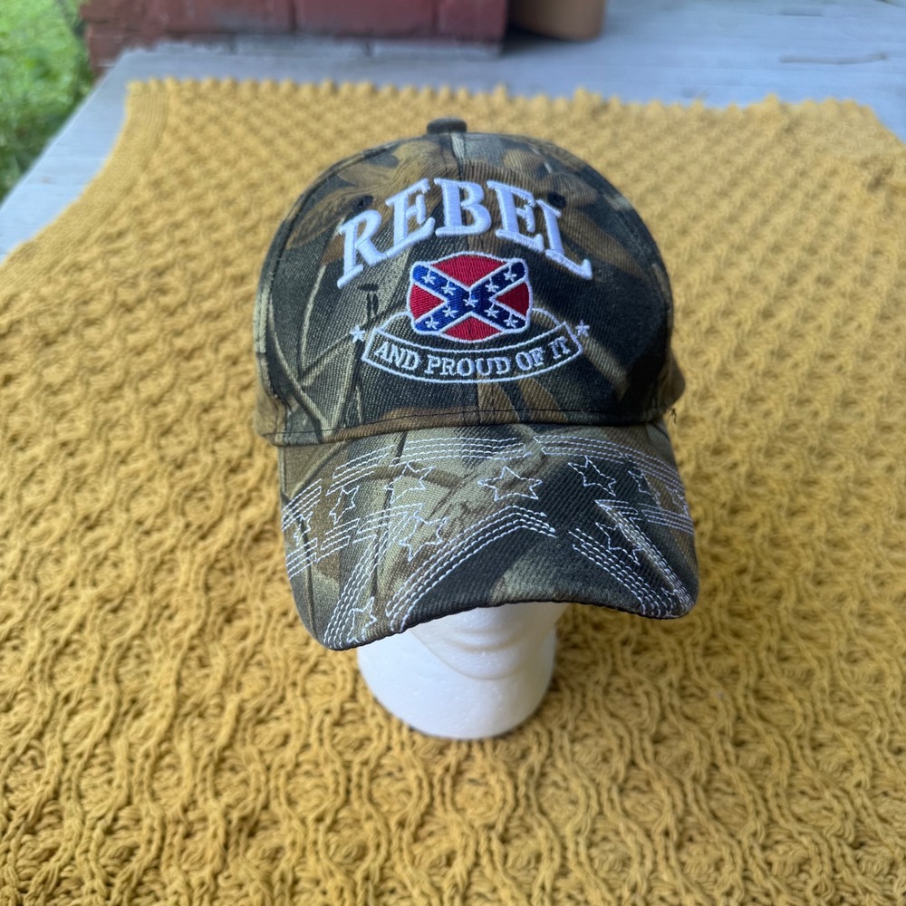Rebel And Proud Of It Camouflage Baseball Cap Stars Camo Adjustable Hat Country